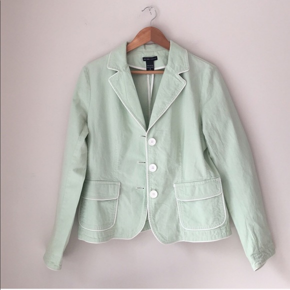 New York & Company Jackets & Blazers - New York & Co. Green Seersucker Cotton Jacket